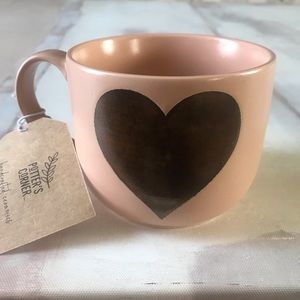 Potter’s Corner Pink Bronze/Gold Heart Mug NWT
